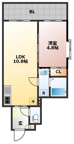 SGB浜町(1LDK/6階)の間取り写真