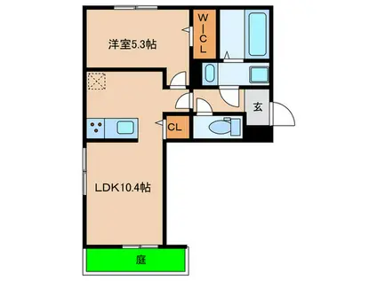 ガーデンハイツ美明(1LDK/1階)の間取り写真