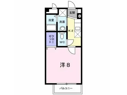 コーラルガーデン(1K/2階)の間取り写真