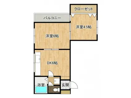 ピースガーデンさかえまち(2DK/4階)の間取り写真