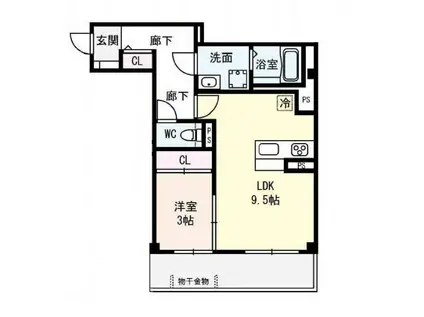 パーシモン中もず(1LDK/1階)の間取り写真