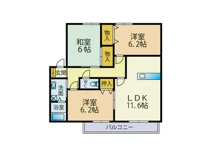 メゾンボヌール(3LDK/2階)の間取り写真