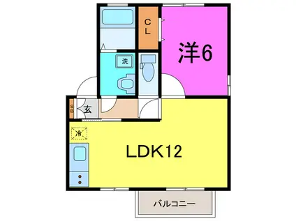 グランドハイツ(2DK/1階)の間取り写真