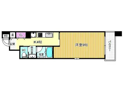 アムズメイプル扇町(1K/9階)の間取り写真