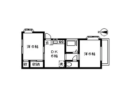 チャーリーハウス(2DK/2階)の間取り写真