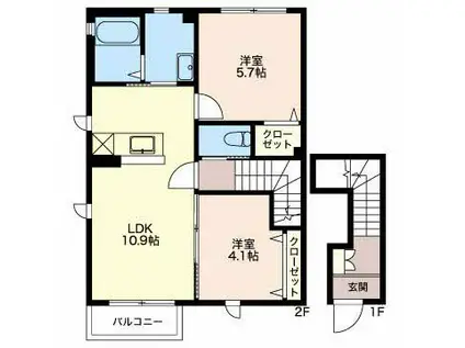 フォレナ・テラス(2LDK/2階)の間取り写真