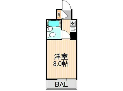コーポ岩永(ワンルーム/4階)の間取り写真