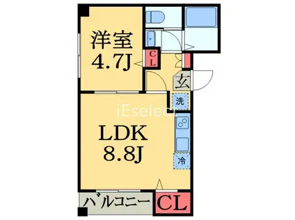 LALA3710(1LDK/2階)の間取り写真