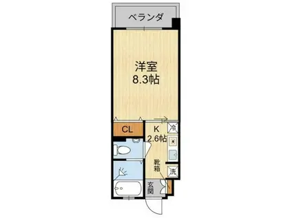 ヴィアレ三原(1K/6階)の間取り写真