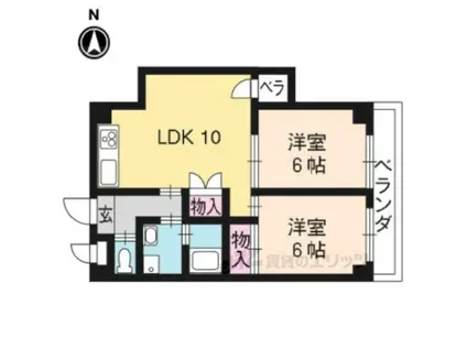 ハミング西浦(2LDK/2階)の間取り写真