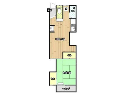 コーポ水無月(1LDK/2階)の間取り写真