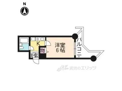 DETOM-1二条城南306(1K/3階)の間取り写真