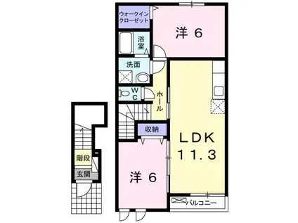 ヴィラ サンライズ ドリームIII(2LDK/2階)の間取り写真