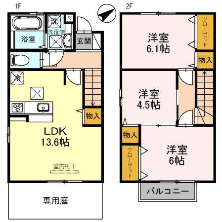 アネックス憩(3LDK/1階)の間取り写真