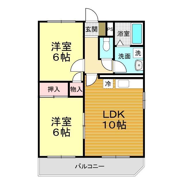 メゾン藤 壱番館(2LDK/3階)の間取り写真