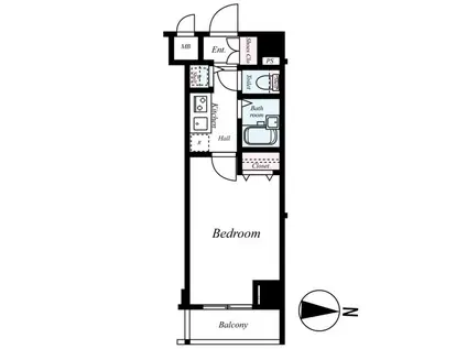 フェニックス武蔵関弐番館(1K/4階)の間取り写真