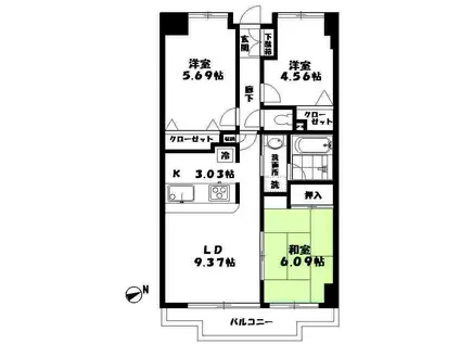 リバーサイドヴィラ(3LDK/2階)の間取り写真