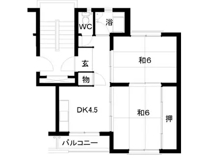舞松原800棟(2DK/1階)の間取り写真