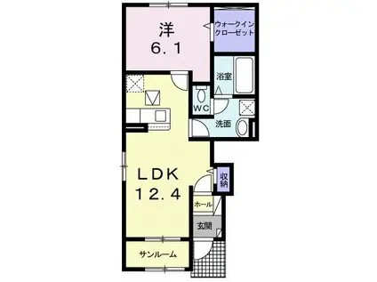 メザニーン I(1LDK/1階)の間取り写真