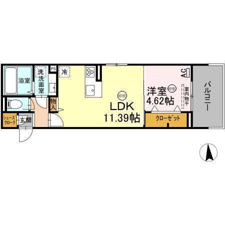 ガーデンリーフ花ヶ島(1LDK/3階)の間取り写真