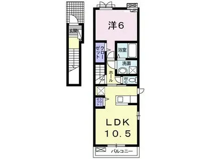 レガーメF(1LDK/2階)の間取り写真