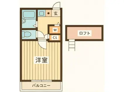 クオーレ山手(1K/2階)の間取り写真