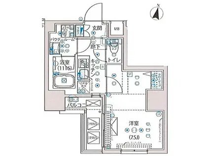 ルクレ墨田緑III(1K/5階)の間取り写真