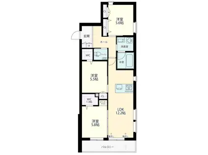 ヴェルデュール(3LDK/3階)の間取り写真