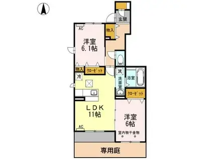 アンプティシャトン(2LDK/1階)の間取り写真