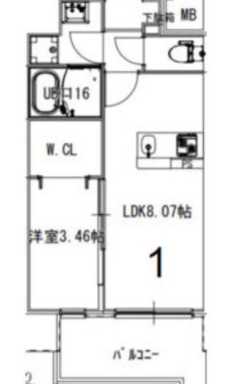 アートレジデンス吉野(1LDK/2階)の間取り写真