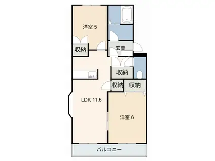 ハイネス(2LDK/2階)の間取り写真