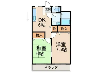 松長マンション壱番館(2DK/2階)の間取り写真