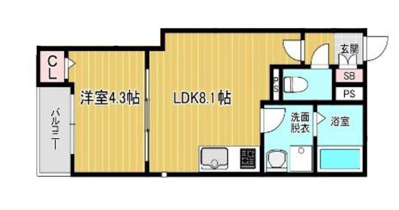 LINO久宝寺(1LDK/3階)の間取り写真