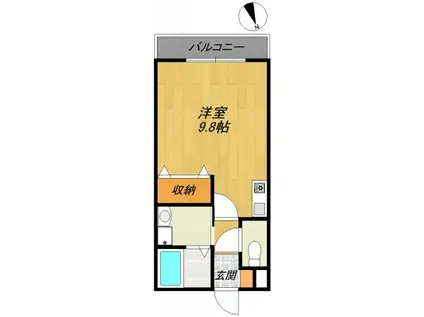 シュベリュールB(ワンルーム/2階)の間取り写真