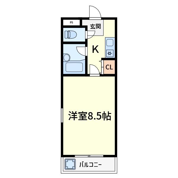 ジュネス帯曲輪(1K/3階)の間取り写真