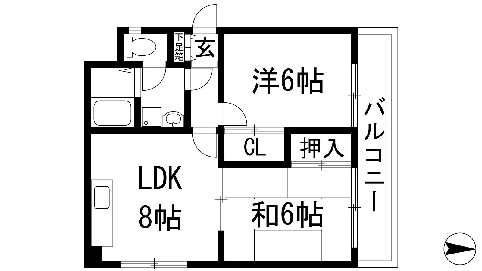 第2グリーンハイツ(2LDK/3階)の間取り写真