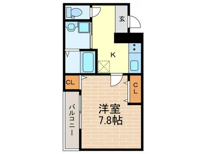 フジパレス西宮甲陽園(1K/3階)の間取り写真