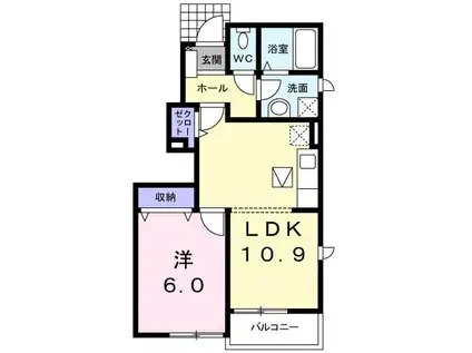 ベルソレイユ I(1LDK/1階)の間取り写真