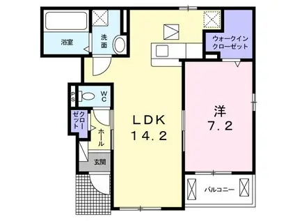 ルミエール・ヴィラ(1LDK/1階)の間取り写真