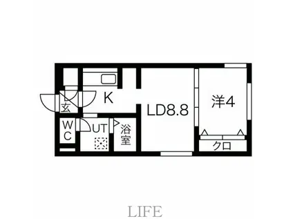 プリヴィレッジ東札幌 東札幌4-4MS(1LDK/2階)の間取り写真