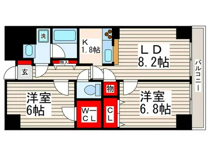 ベイシティ葛西2(2LDK/4階)の間取り写真