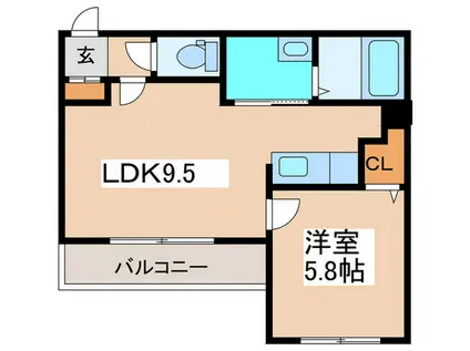 リヴィエール麻生(1LDK/1階)の間取り写真