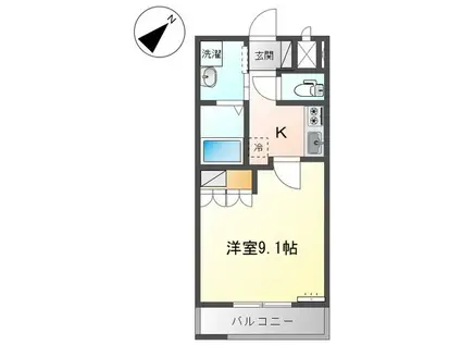 オリオンセトル(1K/1階)の間取り写真