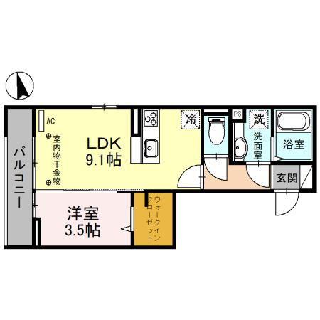 ルミリエ(1LDK/2階)の間取り写真