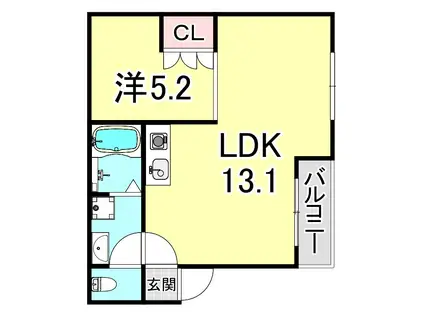 グランツハイムユン(1LDK/2階)の間取り写真