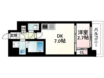 プレサンス江坂ベルフィーヌ(1DK/4階)の間取り写真