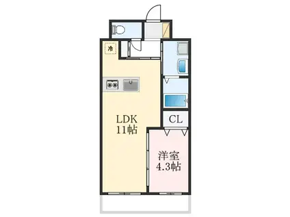 プリムローズ 深井(1LDK/3階)の間取り写真