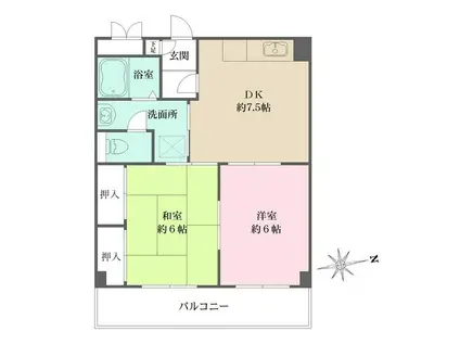 ミクロハイム(2DK/2階)の間取り写真