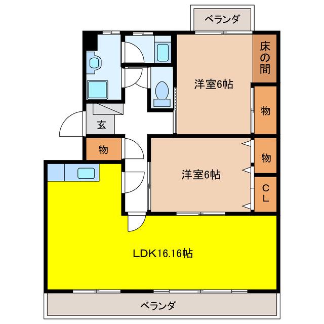 ソラリス(2LDK/1階)の間取り写真
