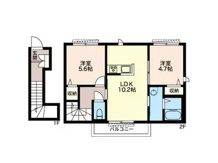 モントシャイン落合(2LDK/2階)の間取り写真